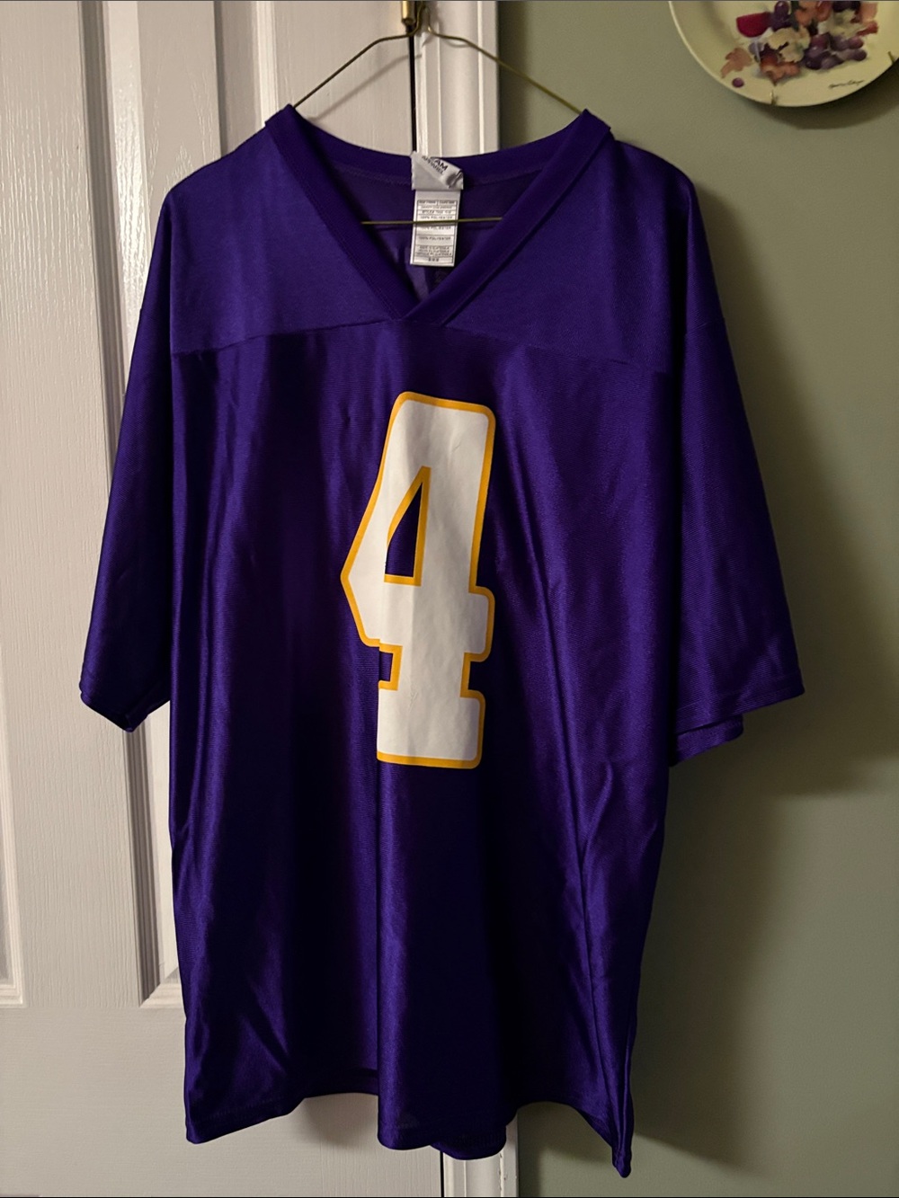 Mitchell & Ness Purple Favre #4 Jersey with White & Gold Accents